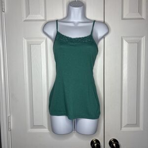 Rue21 Green Lace Trim Cami Tank Top Small Stretch Basic Layering